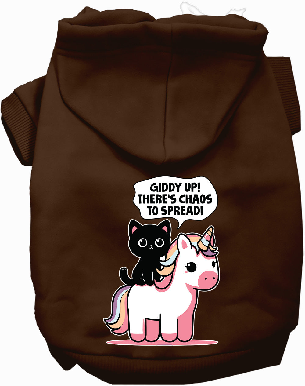 Brown Chaos to Spread Pet Hoodie with unicorn design