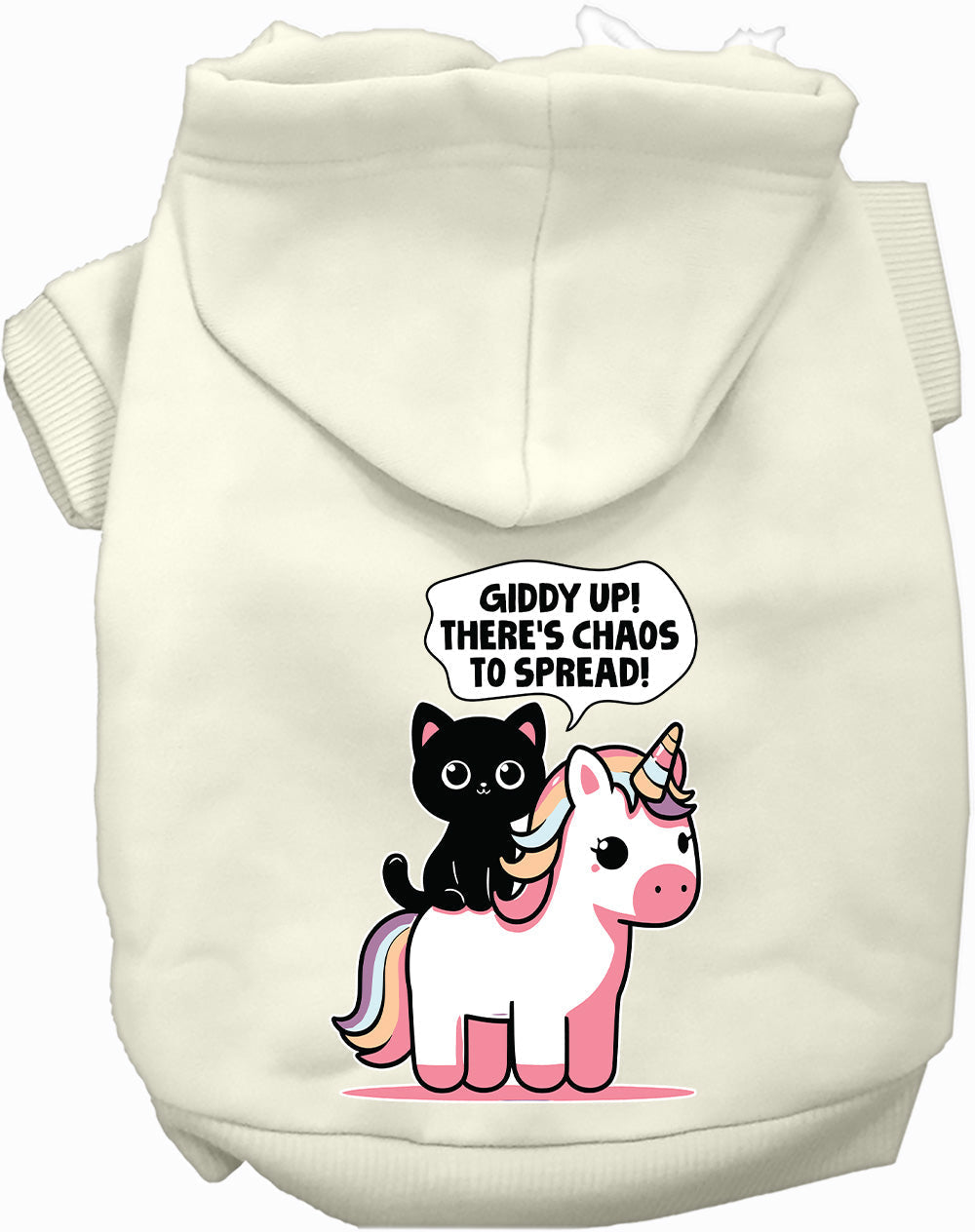 White Chaos to Spread Pet Hoodie with unicorn design