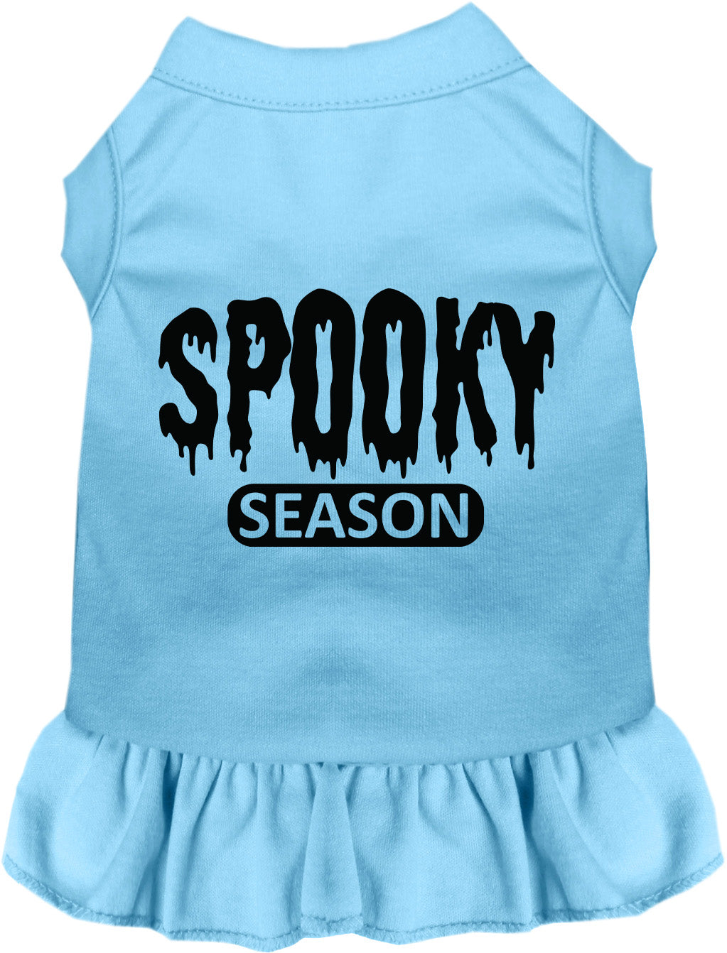 Blue spooky season pet dress with ruffled skirt
