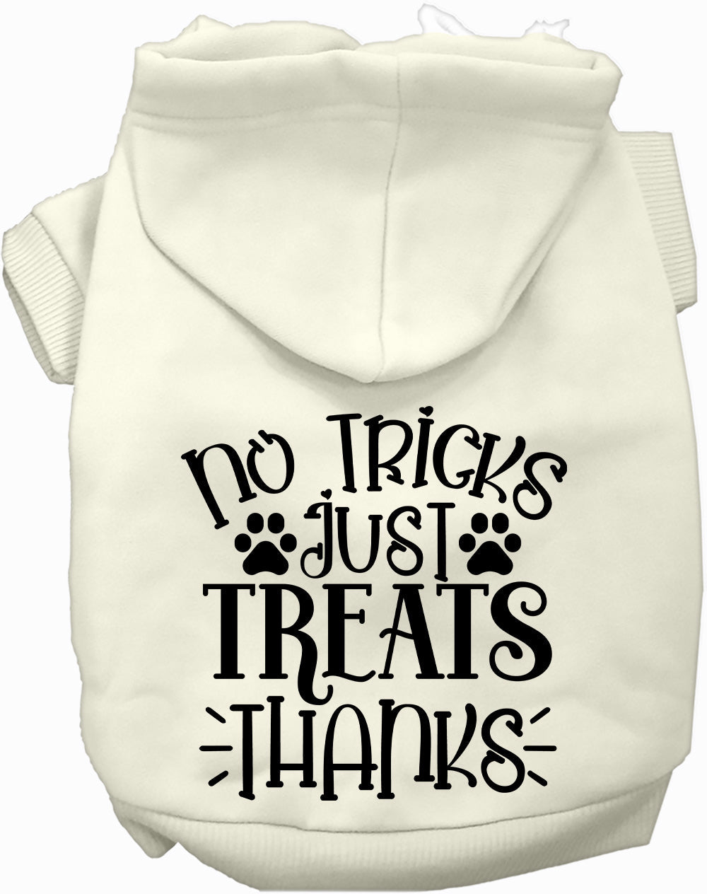 White No Tricks Just Treats pet hoodie