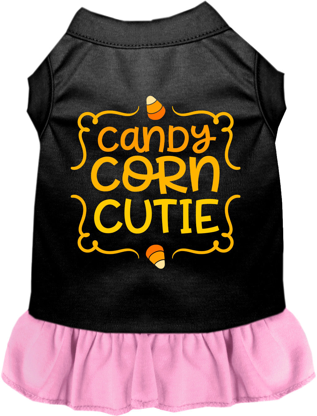 Black Candy Corn Cutie pet dress with light pink skirt