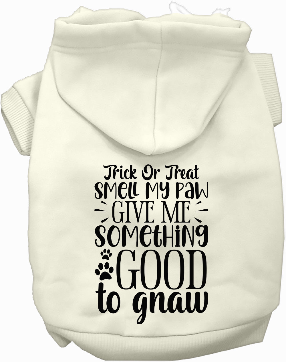 White Good to Gnaw pet hoodie with Halloween text