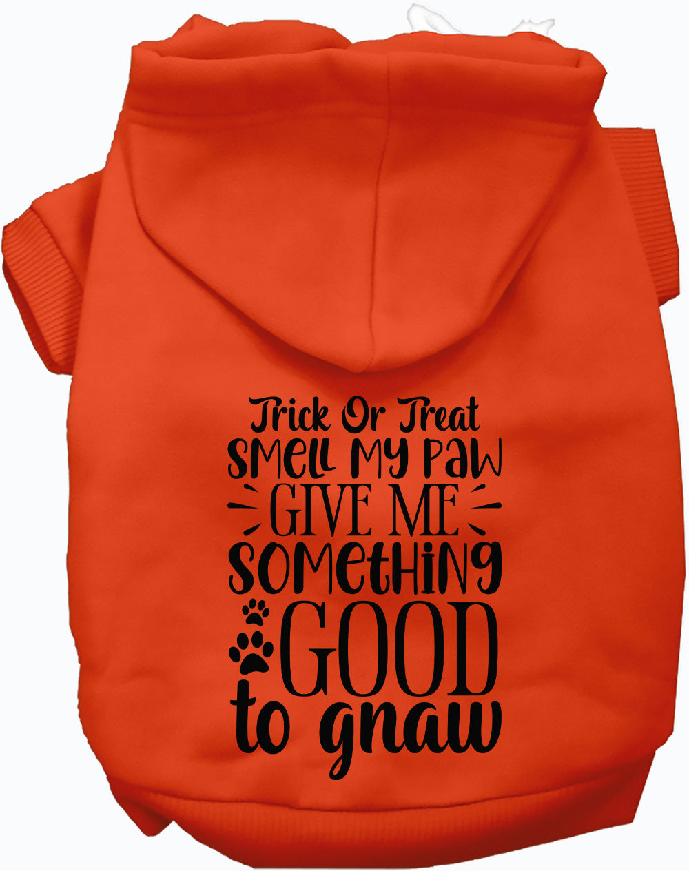 Orange Good to Gnaw pet hoodie with Halloween text