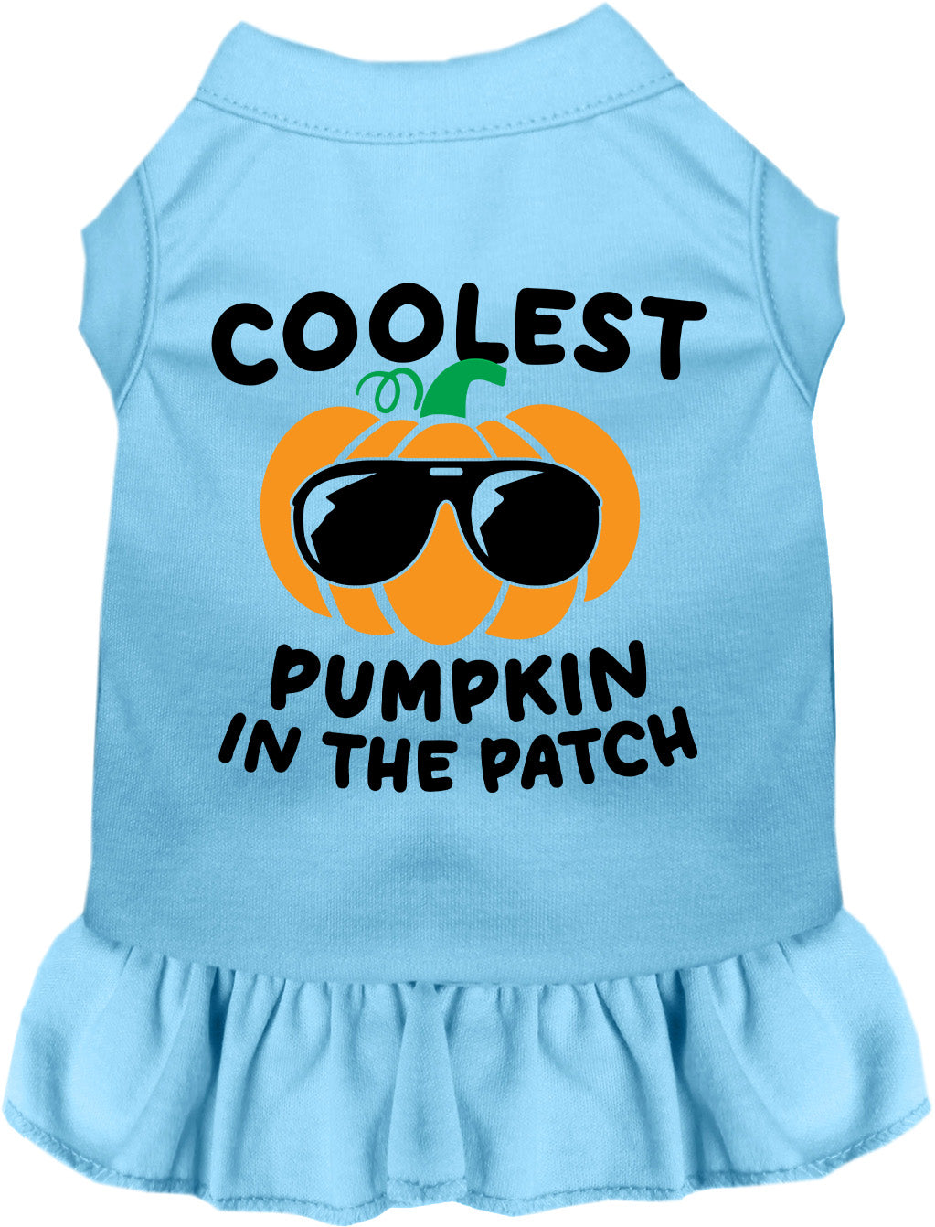 Blue pumpkin pet dress with sunglasses design