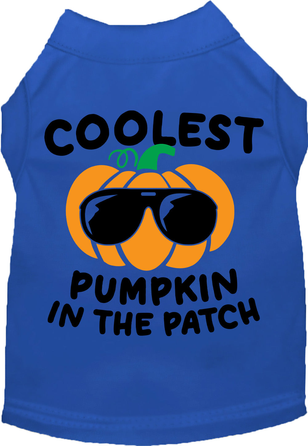 Dark blue pumpkin pet shirt with sunglasses design