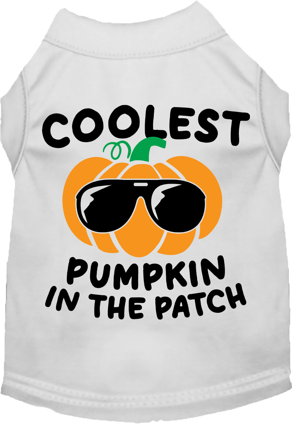 White pumpkin pet shirt with sunglasses design