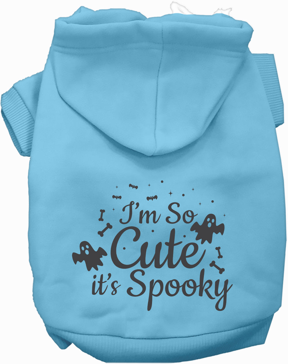 Blue spooky pet hoodie with ghost design