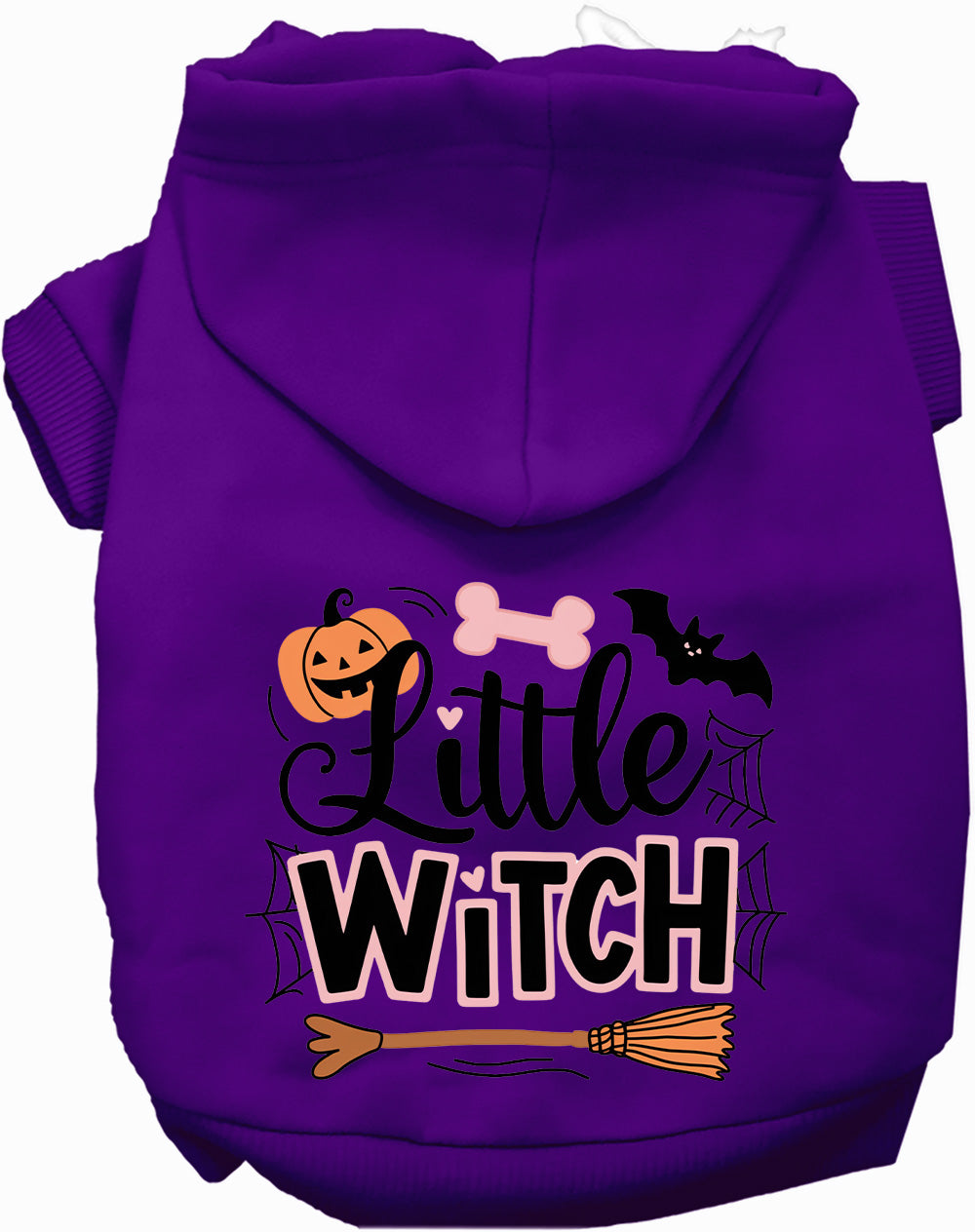 Purple Little Witch Pet Hoodie with Halloween design