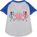 Blue Inside My Bones pet raglan shirt with skeletons