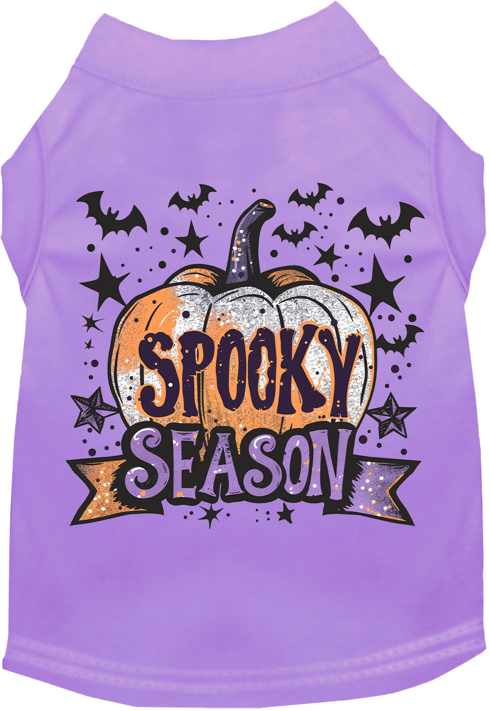 Lavender Batty Spooky Season pet shirt with pumpkin design