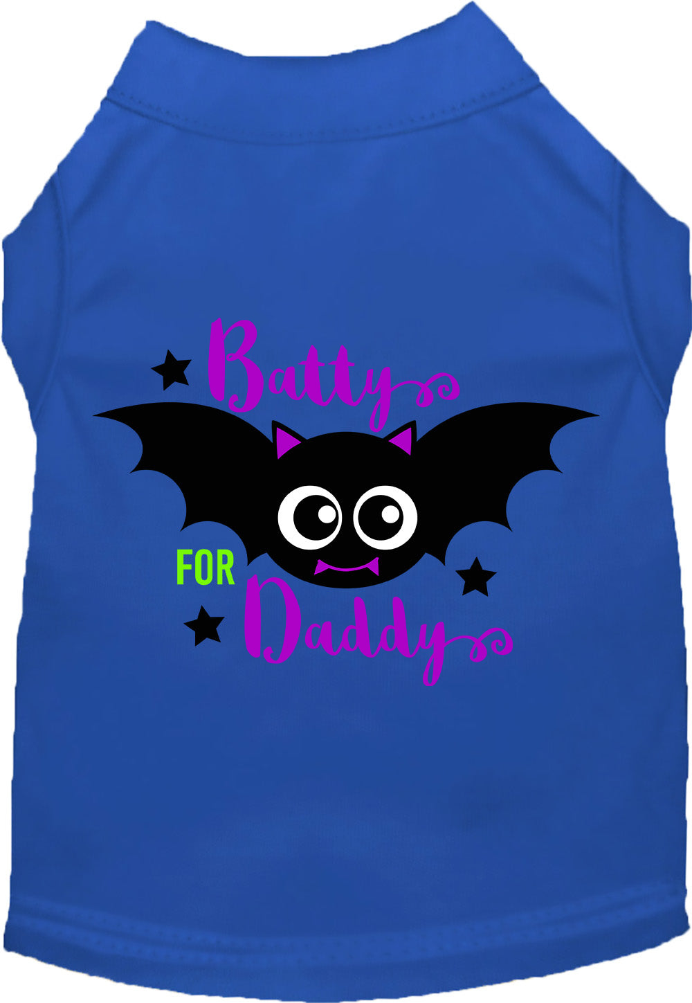 Dark blue Batty for Daddy pet shirt with bat design