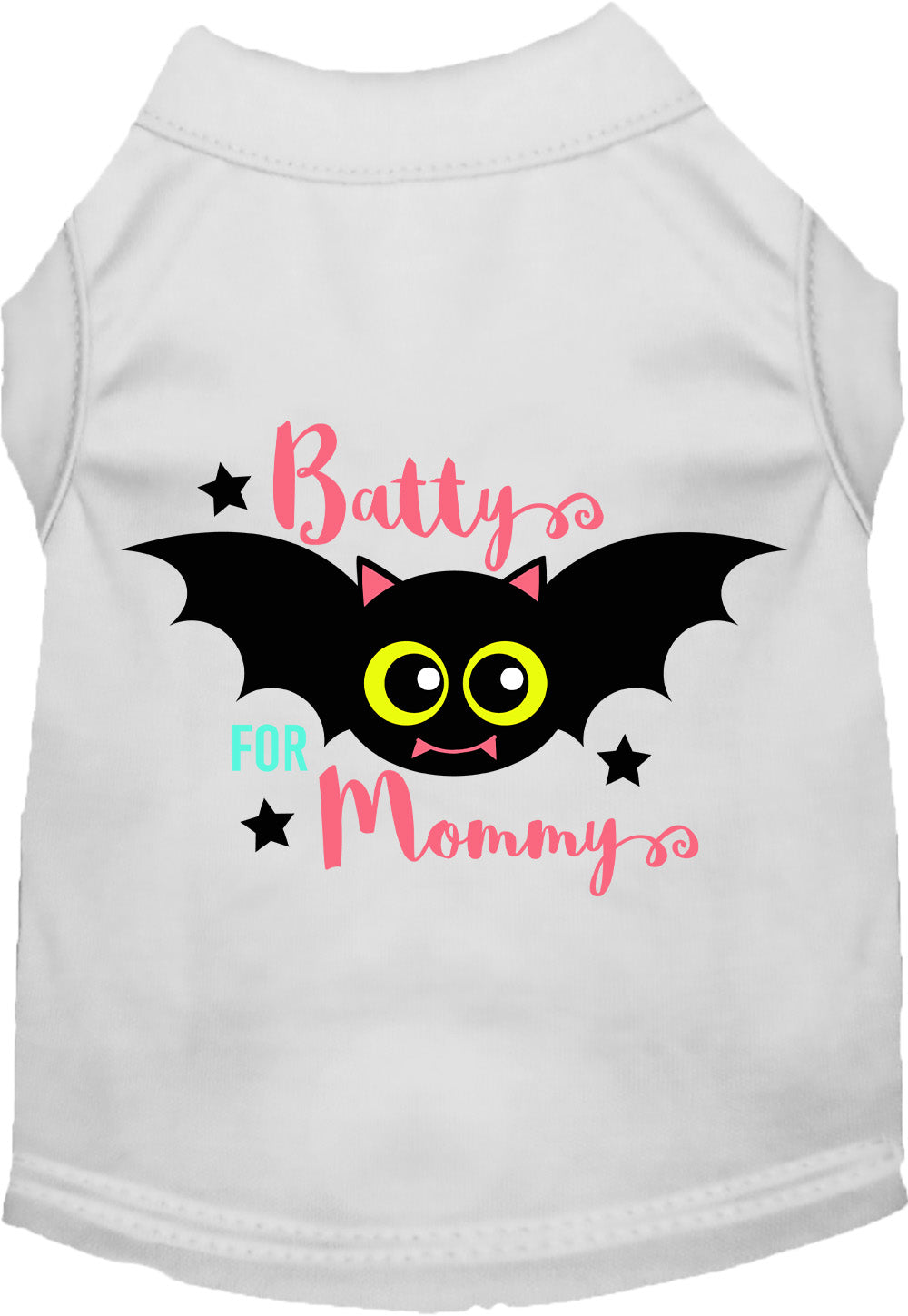White Batty for Mommy pet shirt with bat design