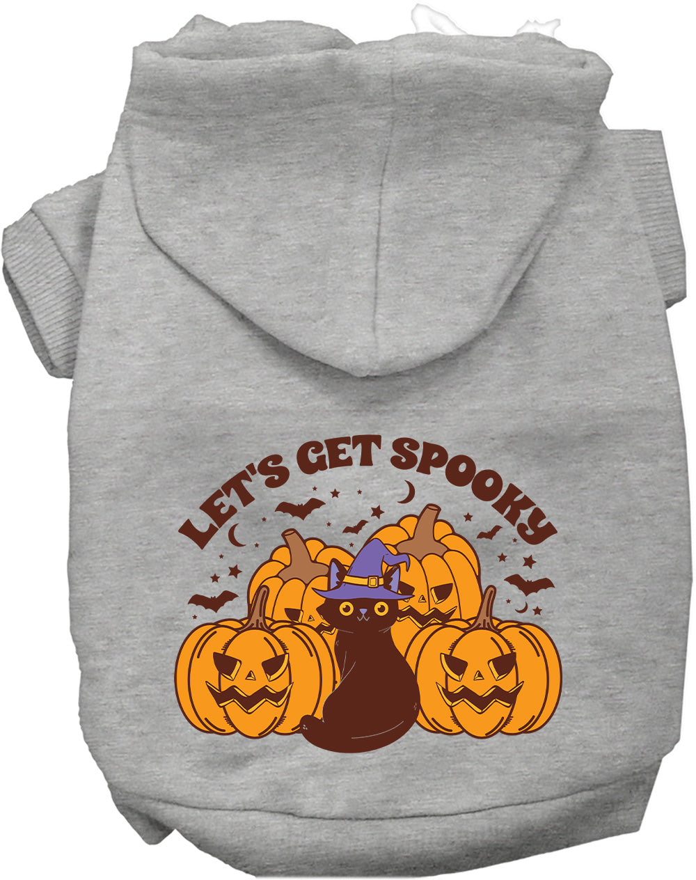 Gray Get Spooky Pet Hoodie with Halloween design
