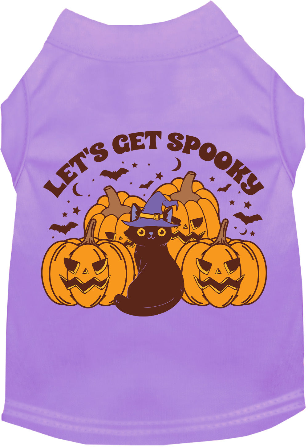 Purple Get Spooky pet shirt with Halloween design