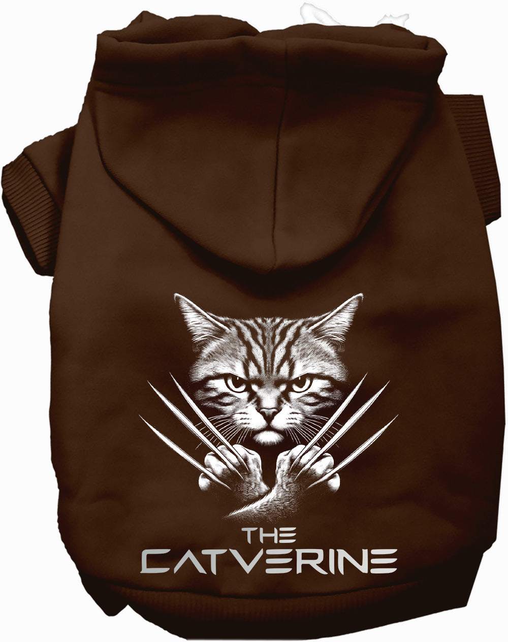 Brown Catverine pet hoodie with claw design