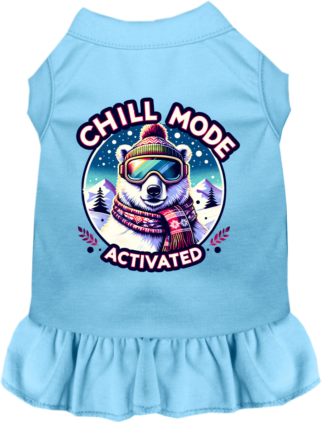 Blue Chill Mode Activated pet dress with bear design