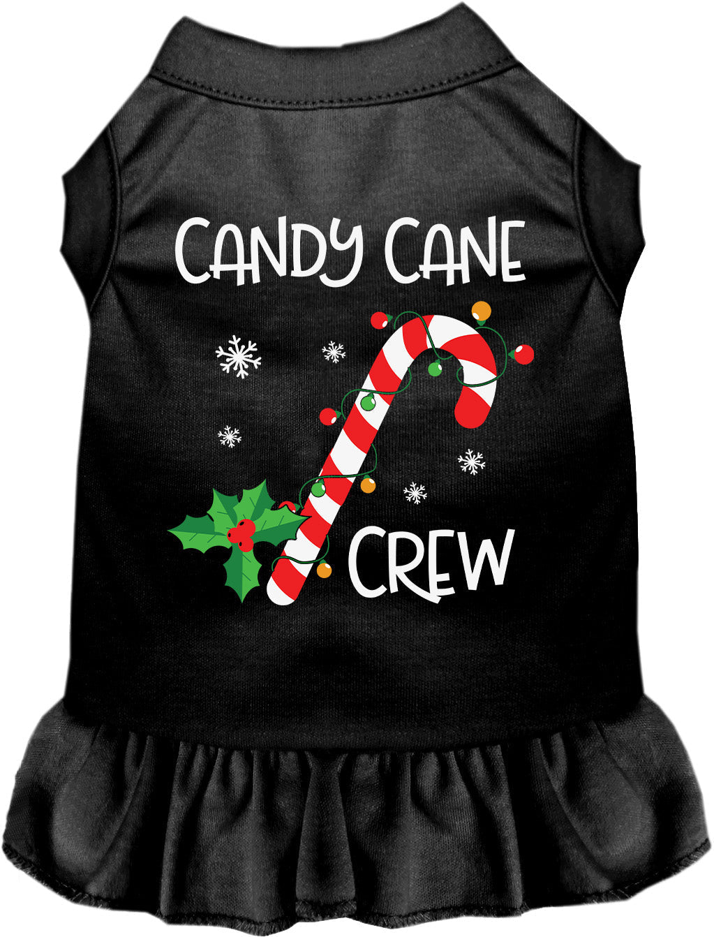 Black Candy Cane Crew pet dress with festive design