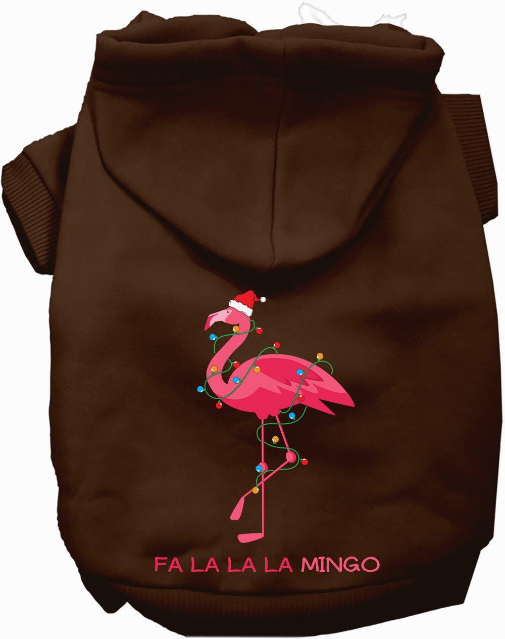 Brown Falalala mingo Pet Hoodie with flamingo design