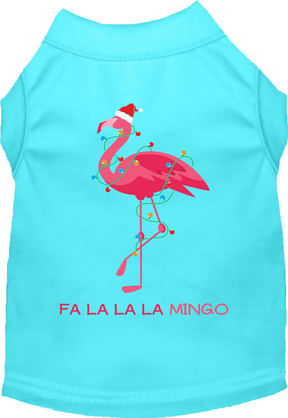 Aqua Falalala mingo Pet Shirt with festive flamingo design