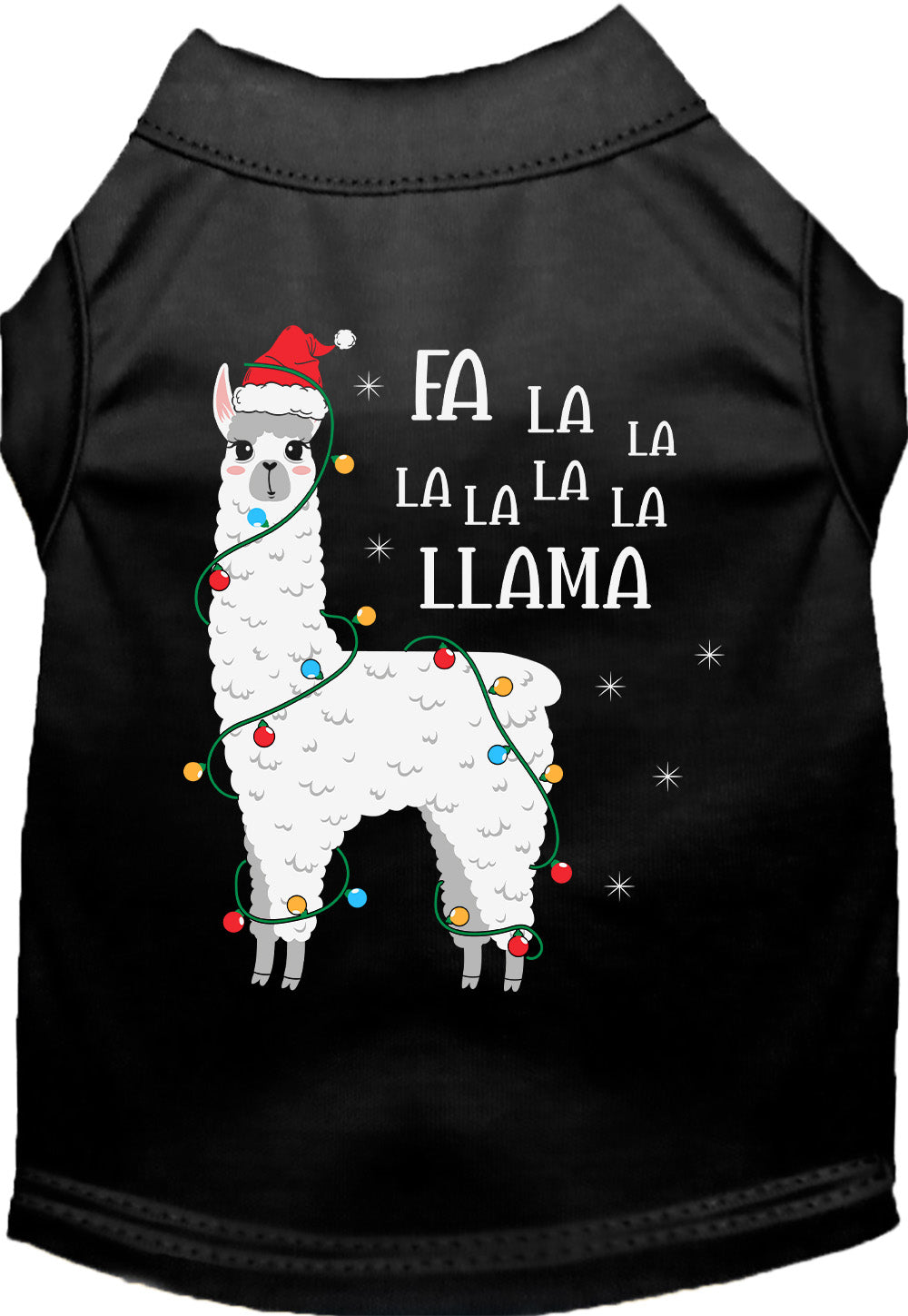 Black Falalala Llama Pet Shirt with festive design