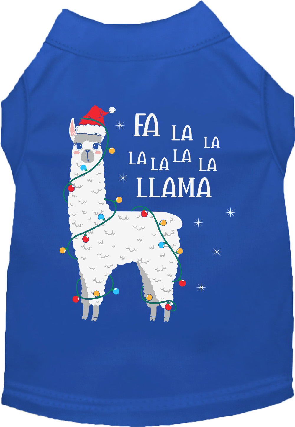Blue Falalala Llama Pet Shirt with festive design