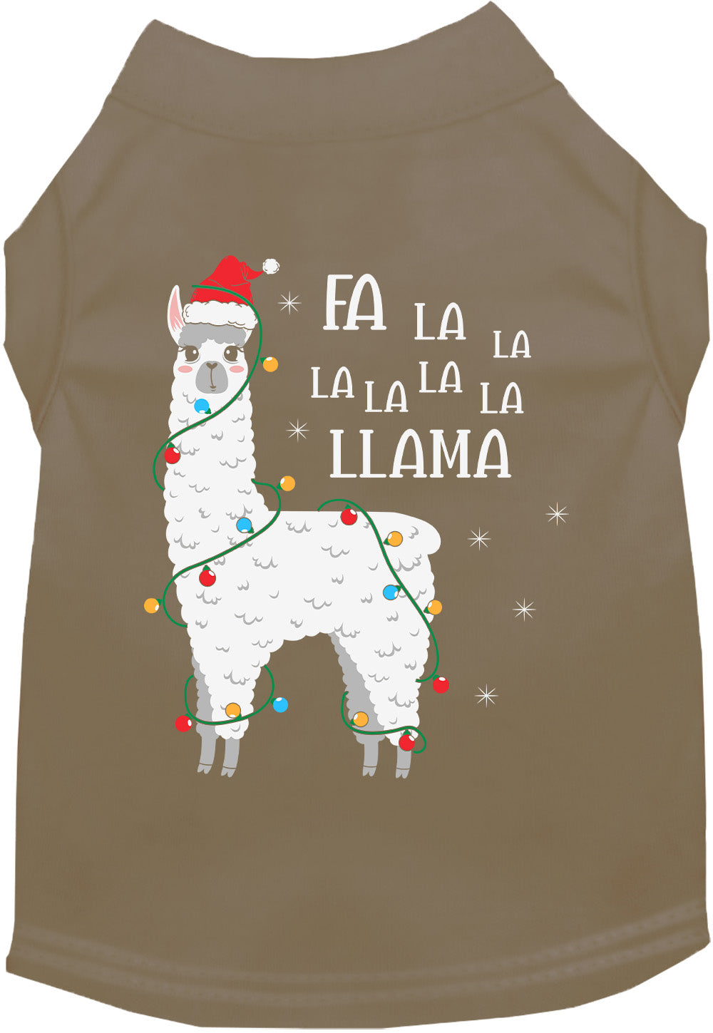 Tan Falalala Llama Pet Shirt with festive design