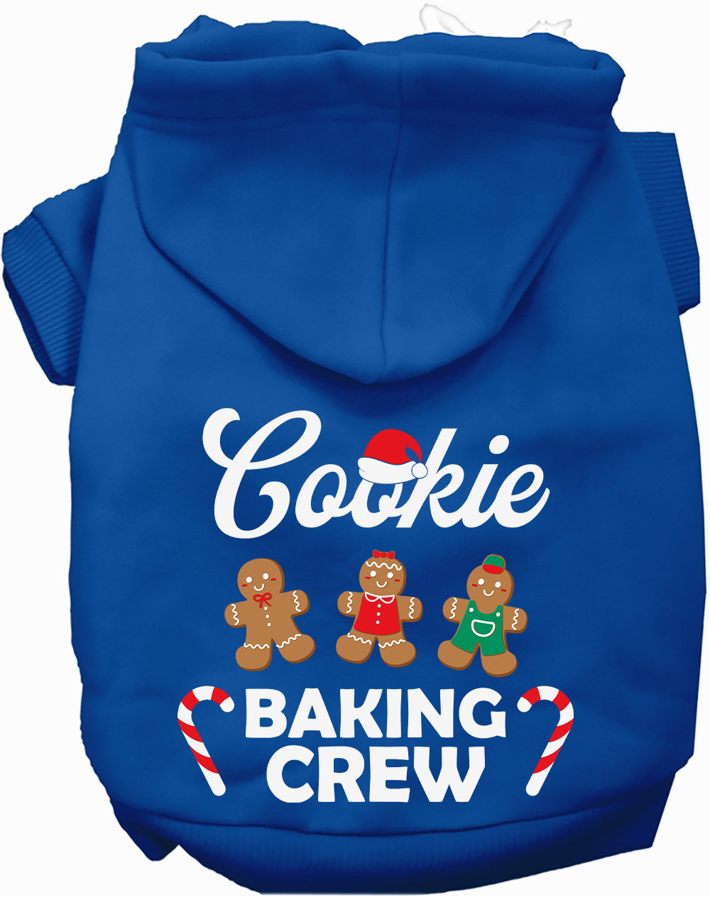 Blue Cookie Baking Crew Pet Hoodie with gingerbread design