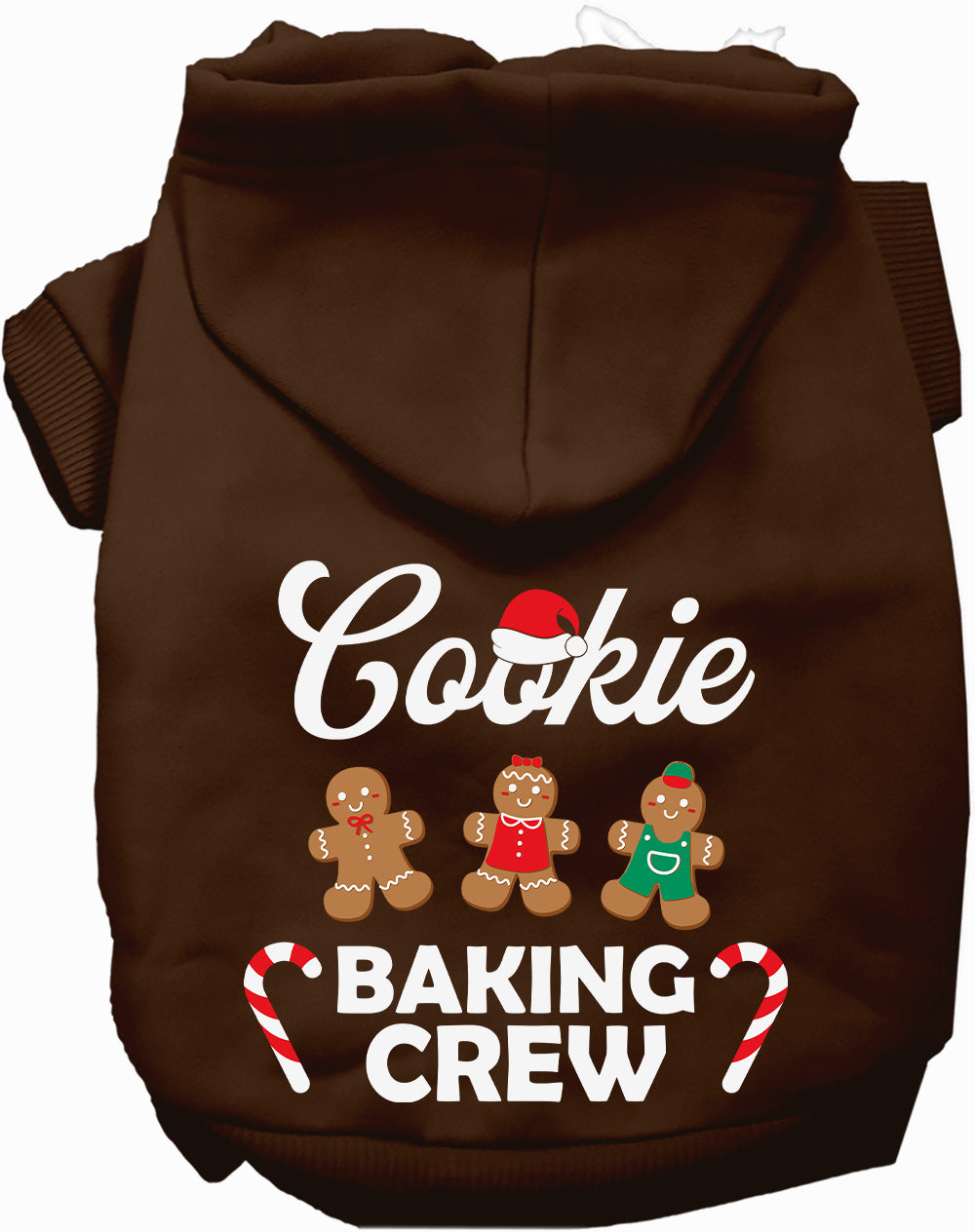 Brown Cookie Baking Crew Pet Hoodie with gingerbread design