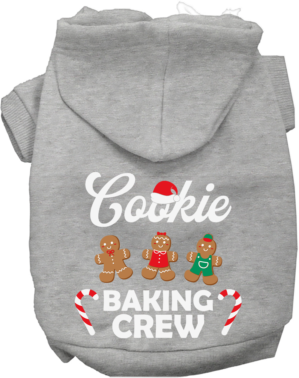 Gray Cookie Baking Crew Pet Hoodie with gingerbread design