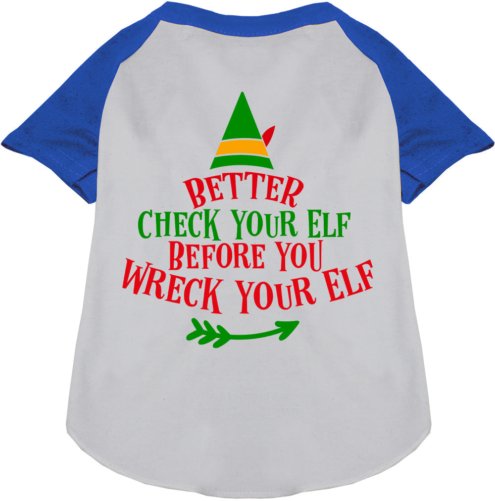 Blue-sleeved Elf Pet Raglan Shirt for dogs