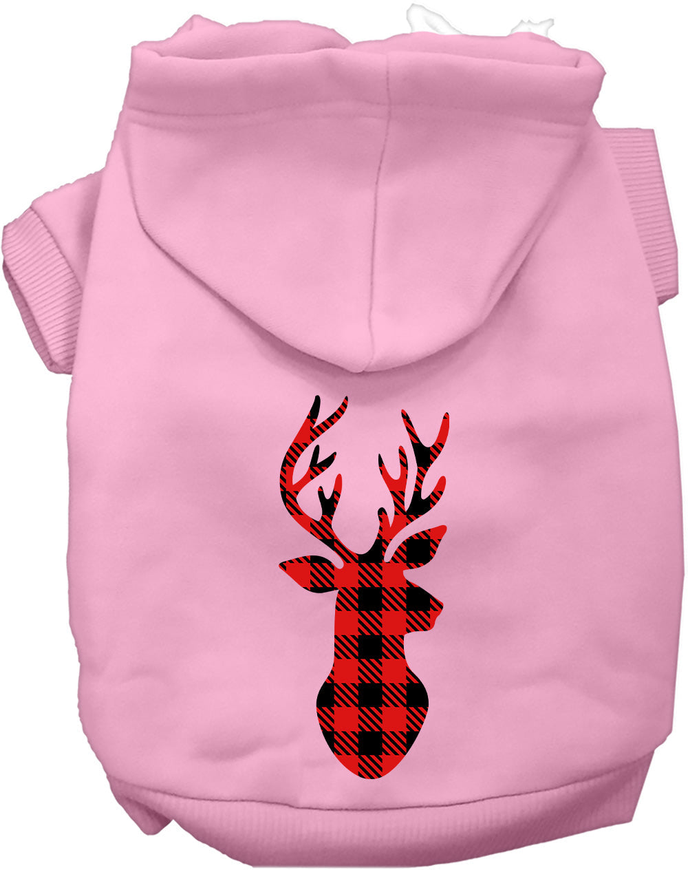 Light Pink Buffalo Check Deer Pet Hoodie