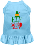 Light blue Elf Squad pet dress with festive design