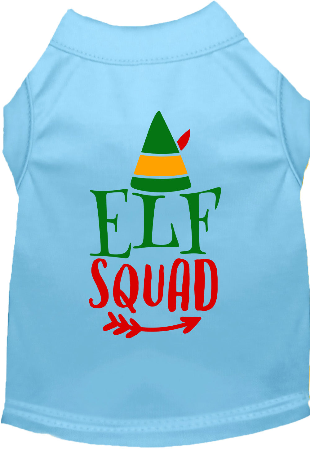Light blue Elf Squad pet shirt with festive design