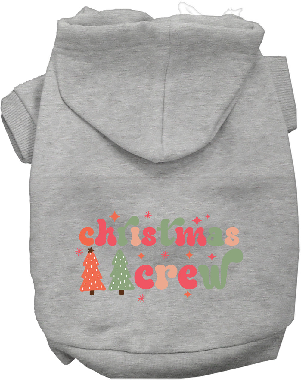 Gray Cutesy Christmas Crew Pet Hoodie