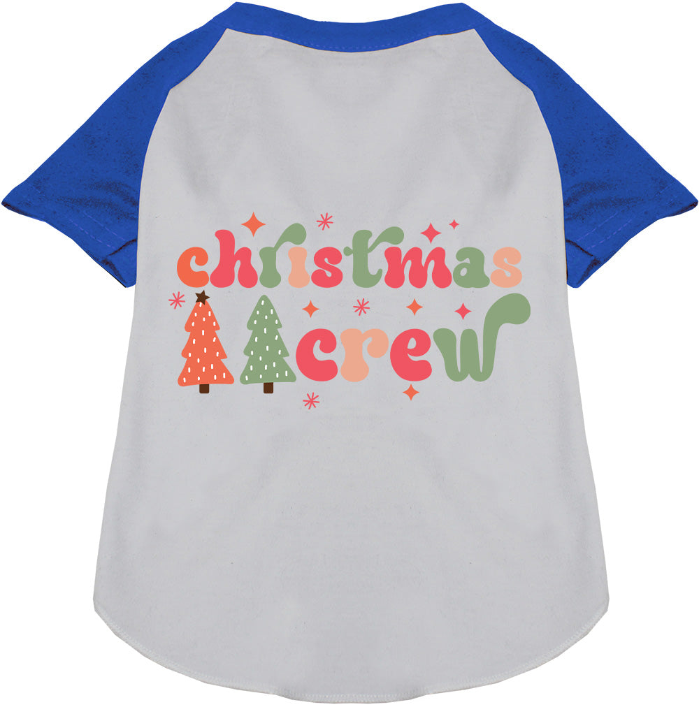 Blue Cutesy Christmas Crew Pet Raglan Shirt