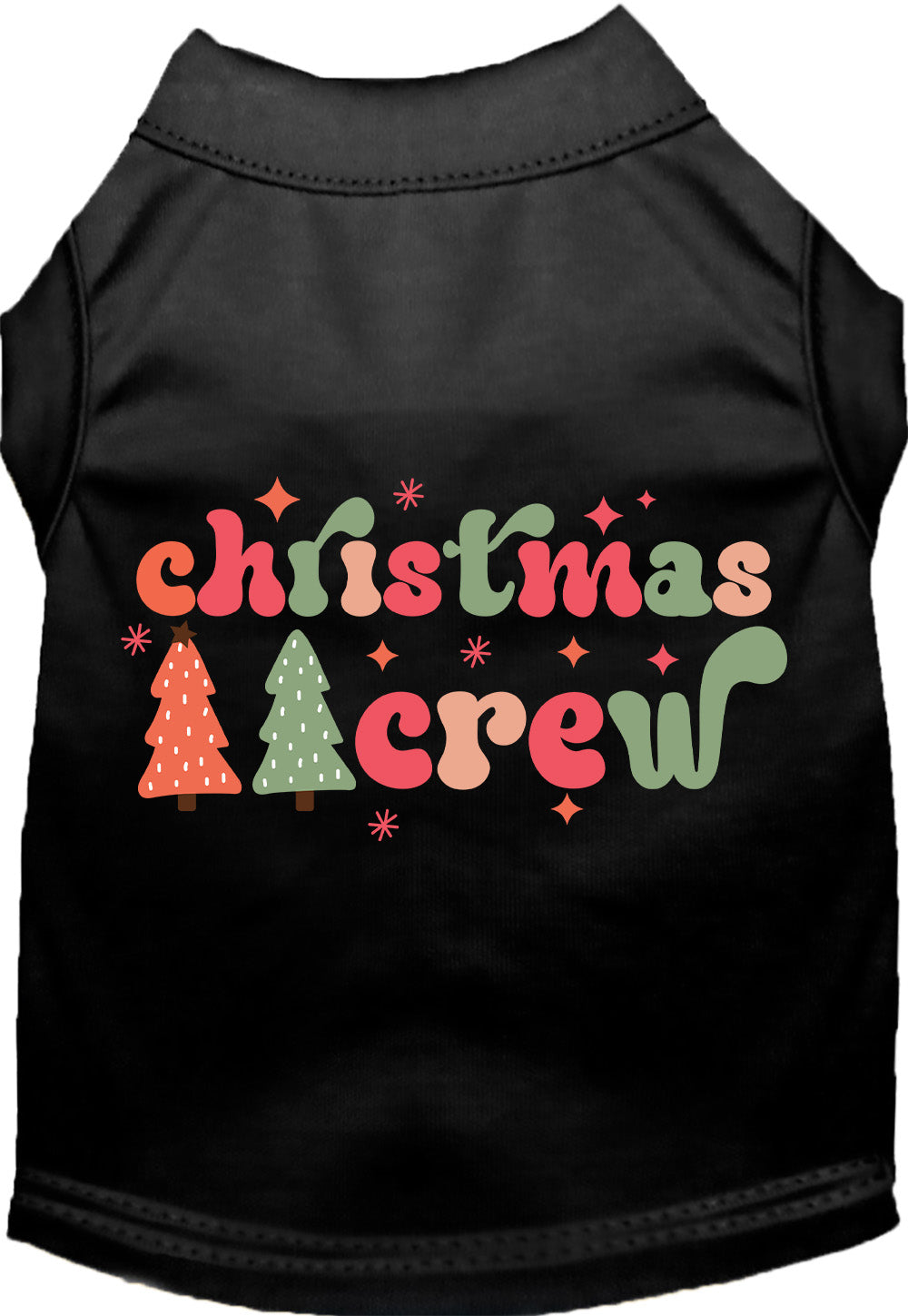 Black Christmas Crew pet shirt with festive design