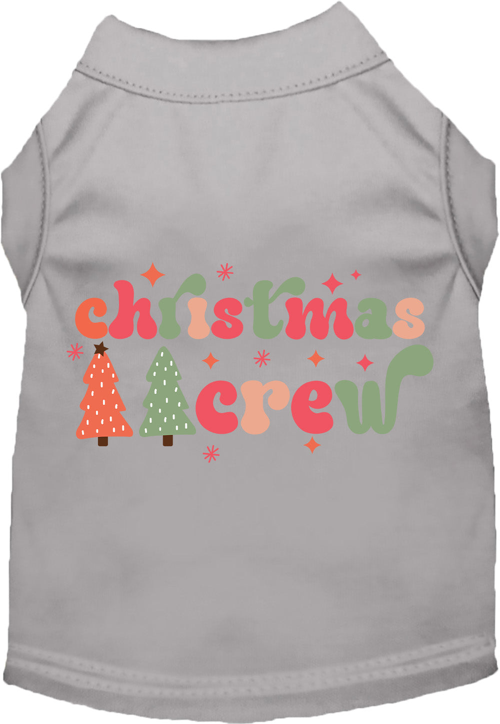 Gray Christmas Crew pet shirt with festive design