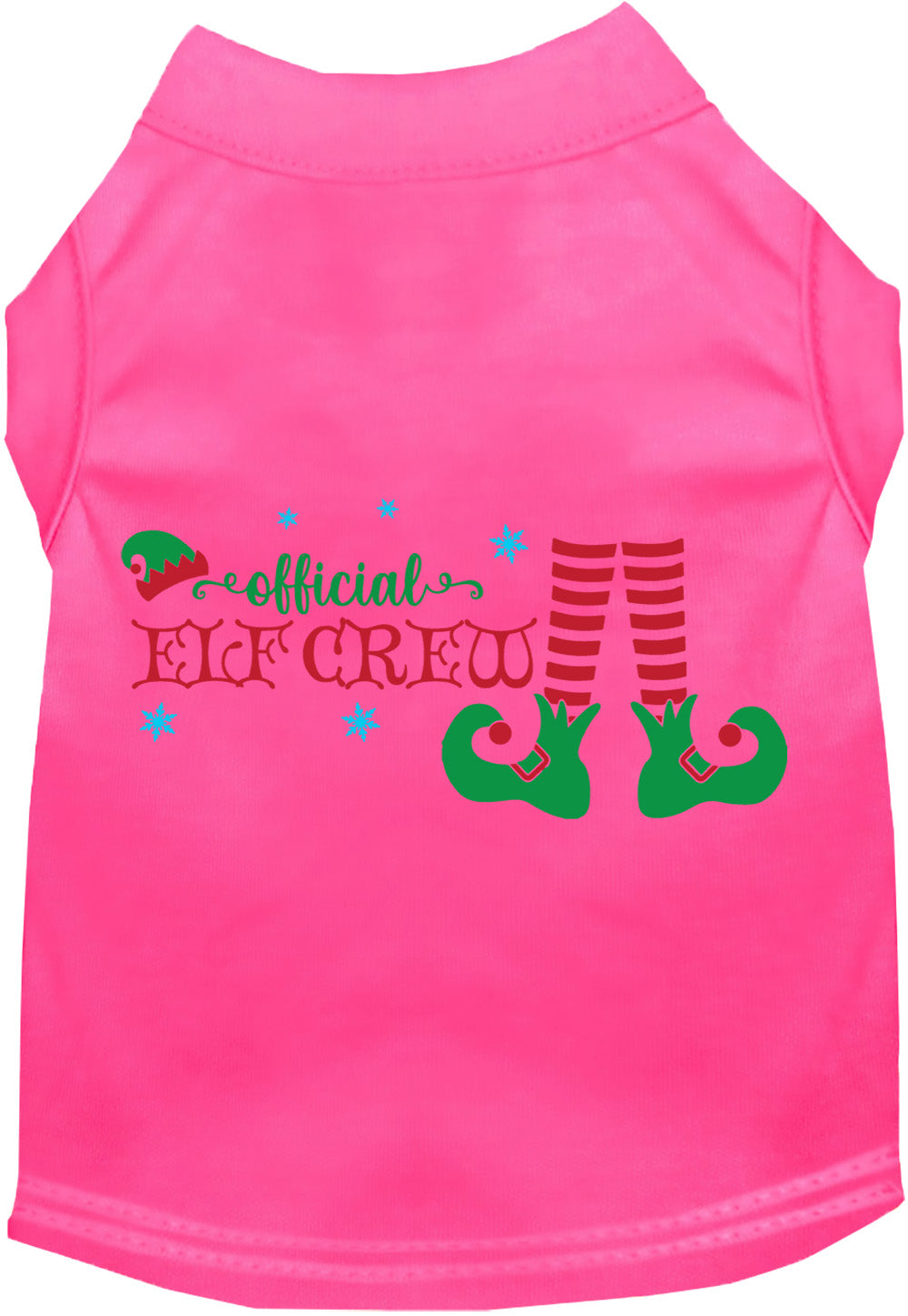 Pink Elf Crew Pet Shirt with festive design