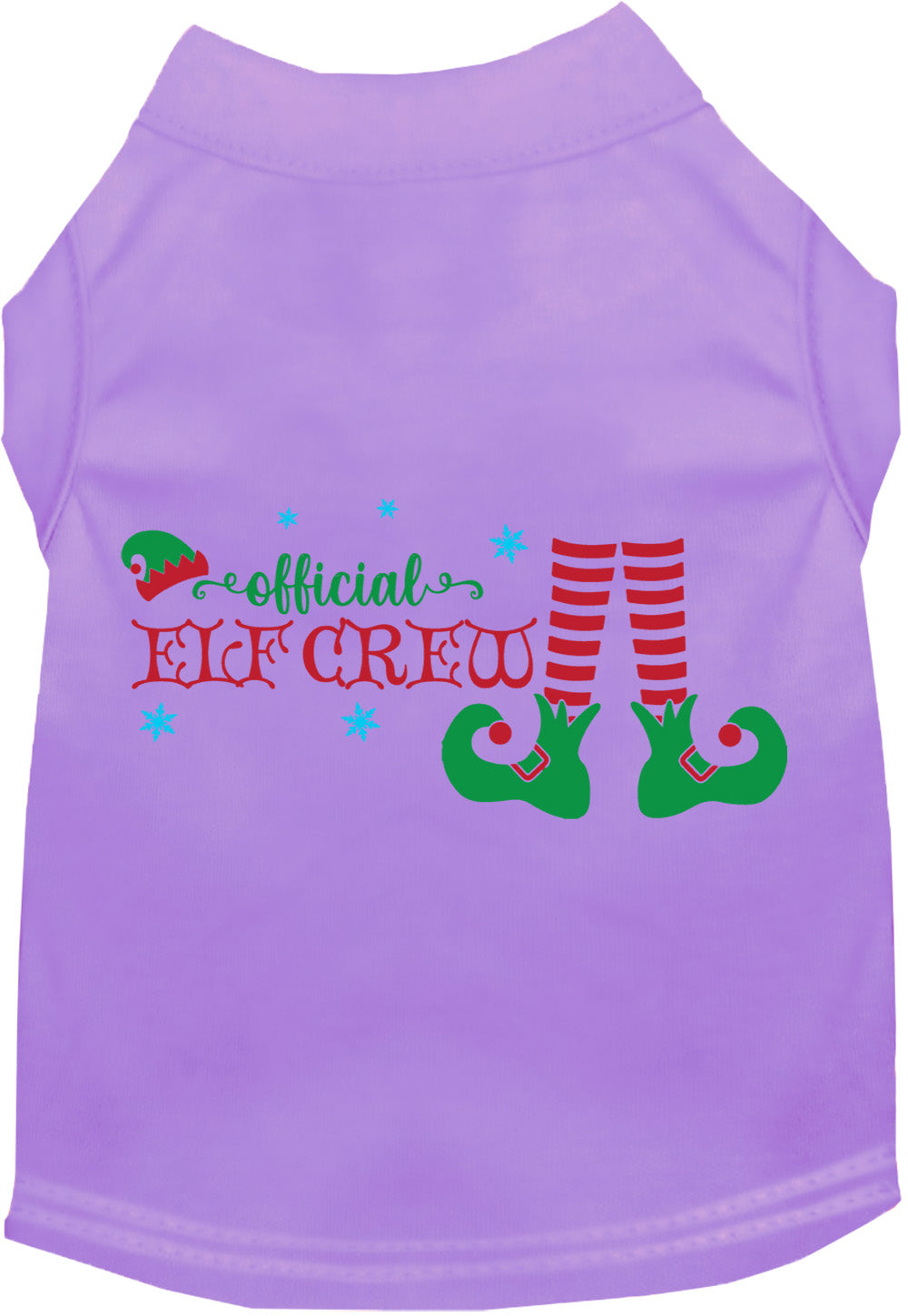 Purple Elf Crew Pet Shirt with festive design
