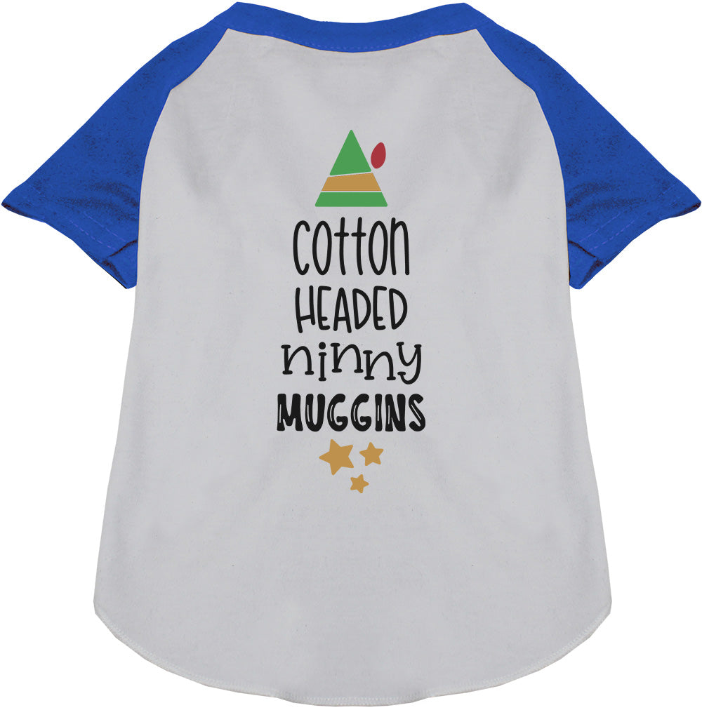 Blue Cotton Headed Ninny Muggins pet raglan shirt