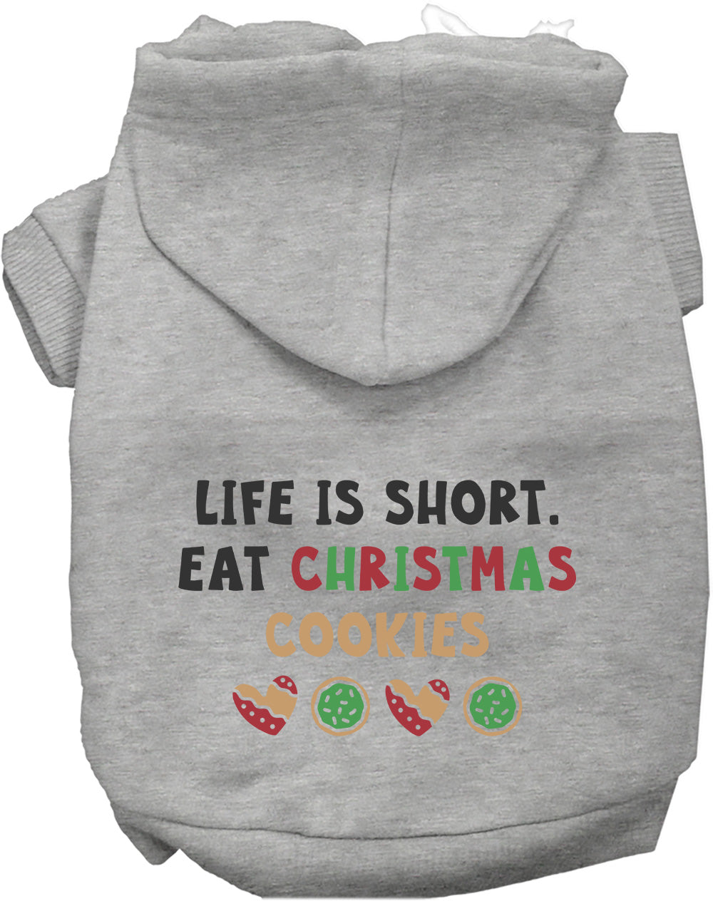 Gray Eat Christmas Cookies pet hoodie