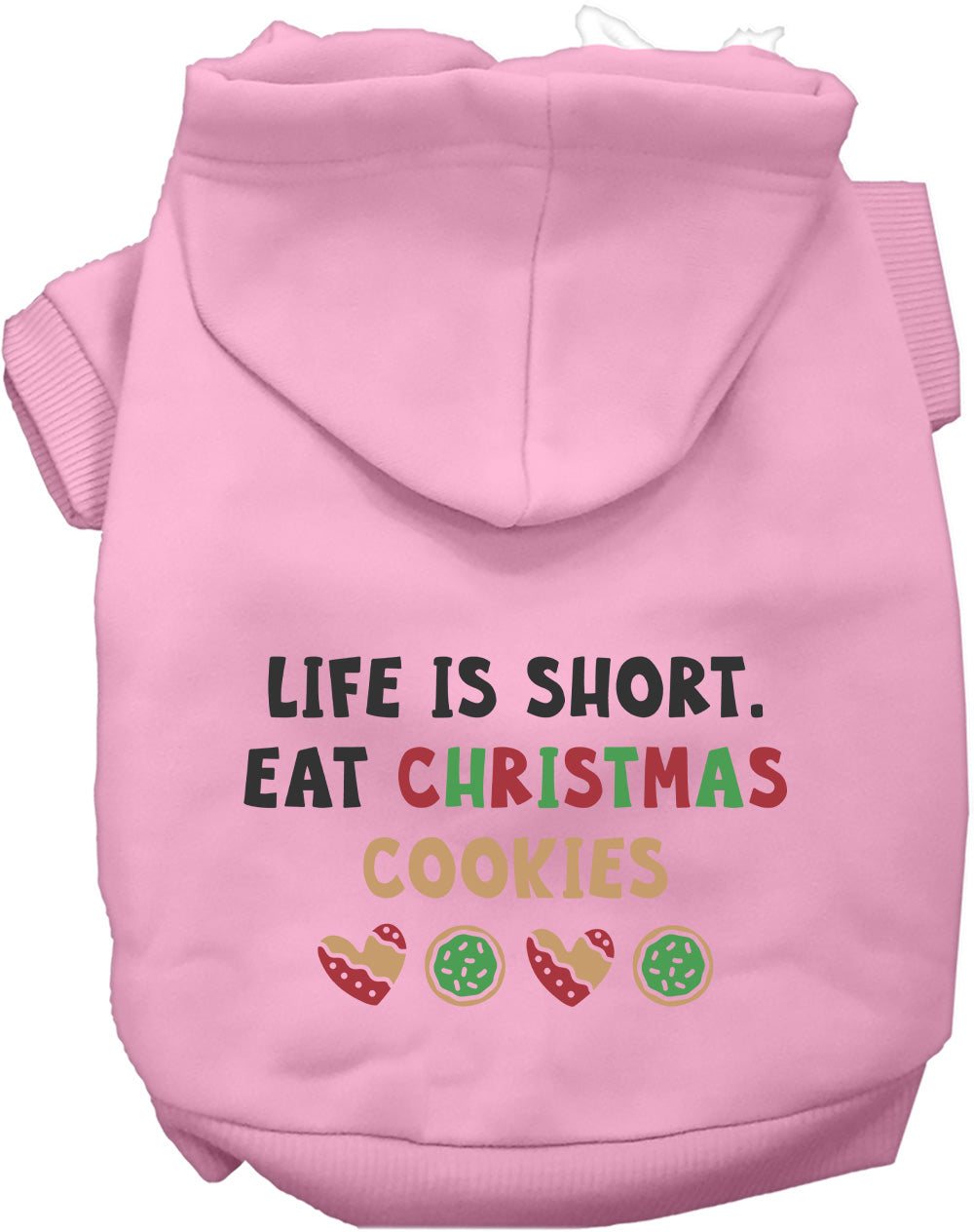 Pink Eat Christmas Cookies pet hoodie