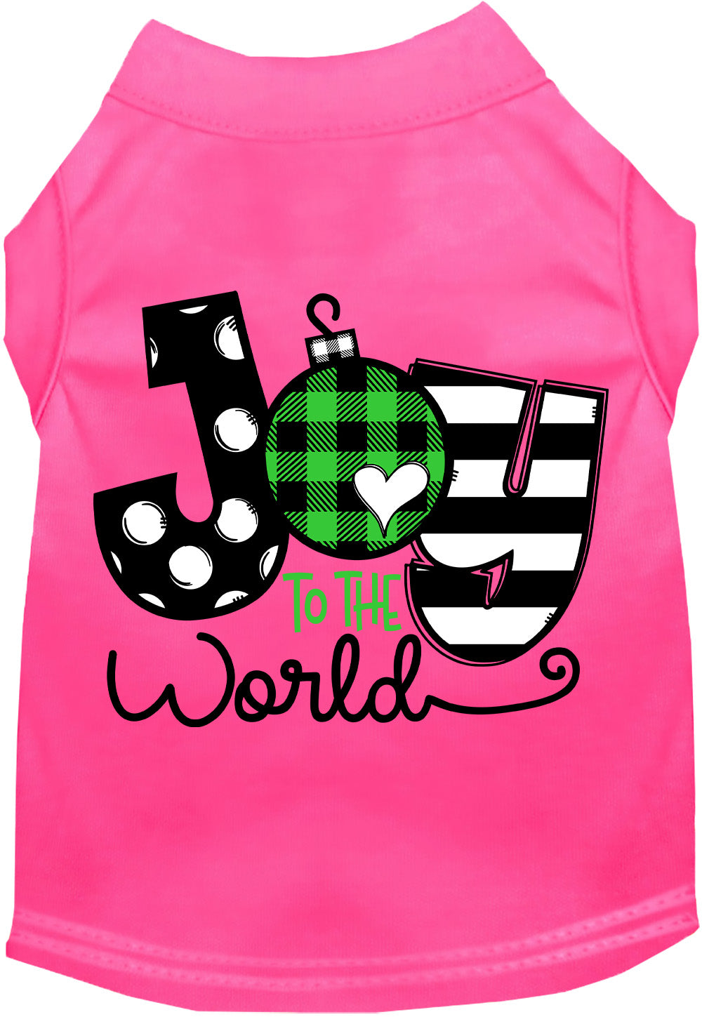Pink Joy to the World pet shirt with festive design