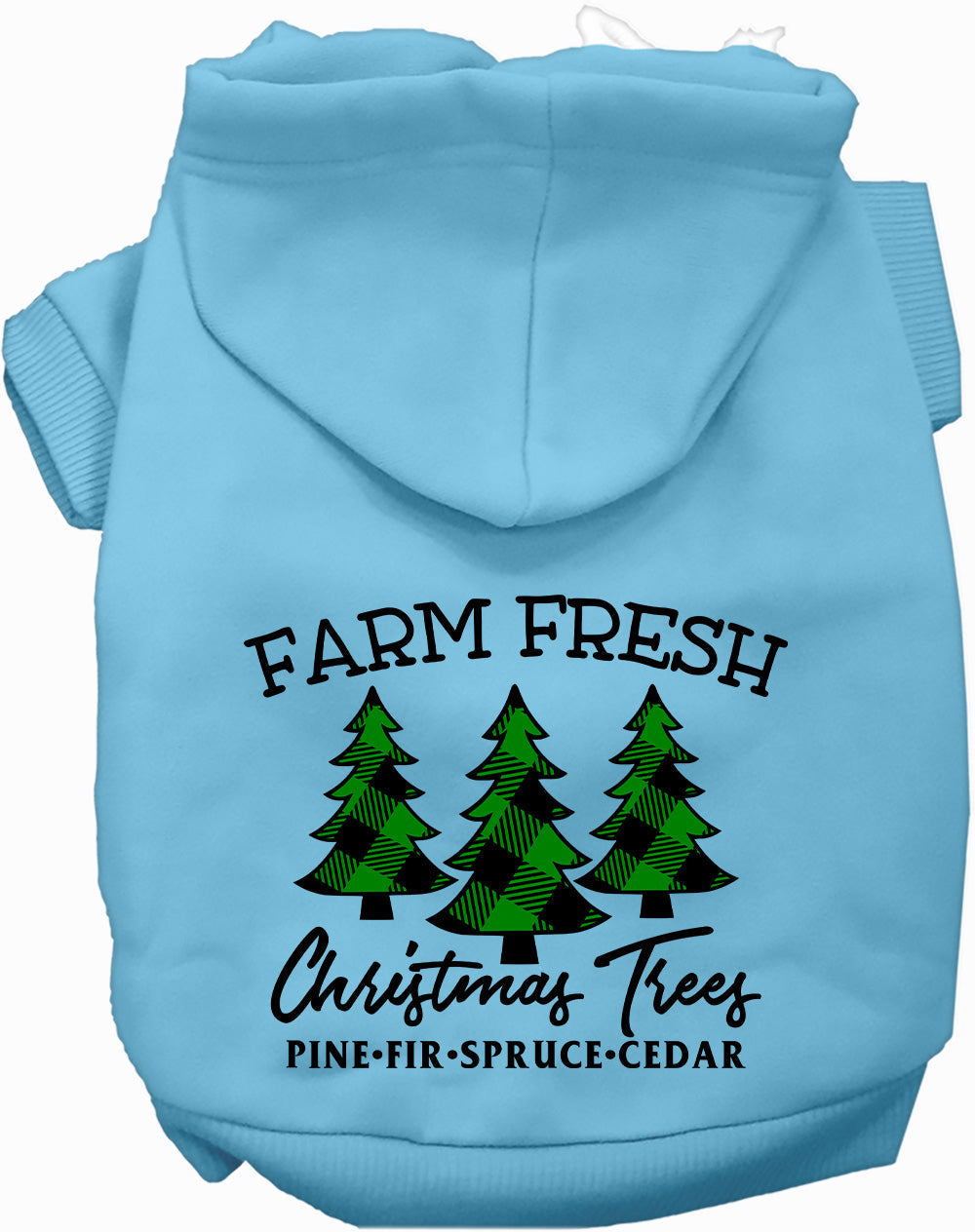 Light blue Farm Fresh Christmas Trees pet hoodie