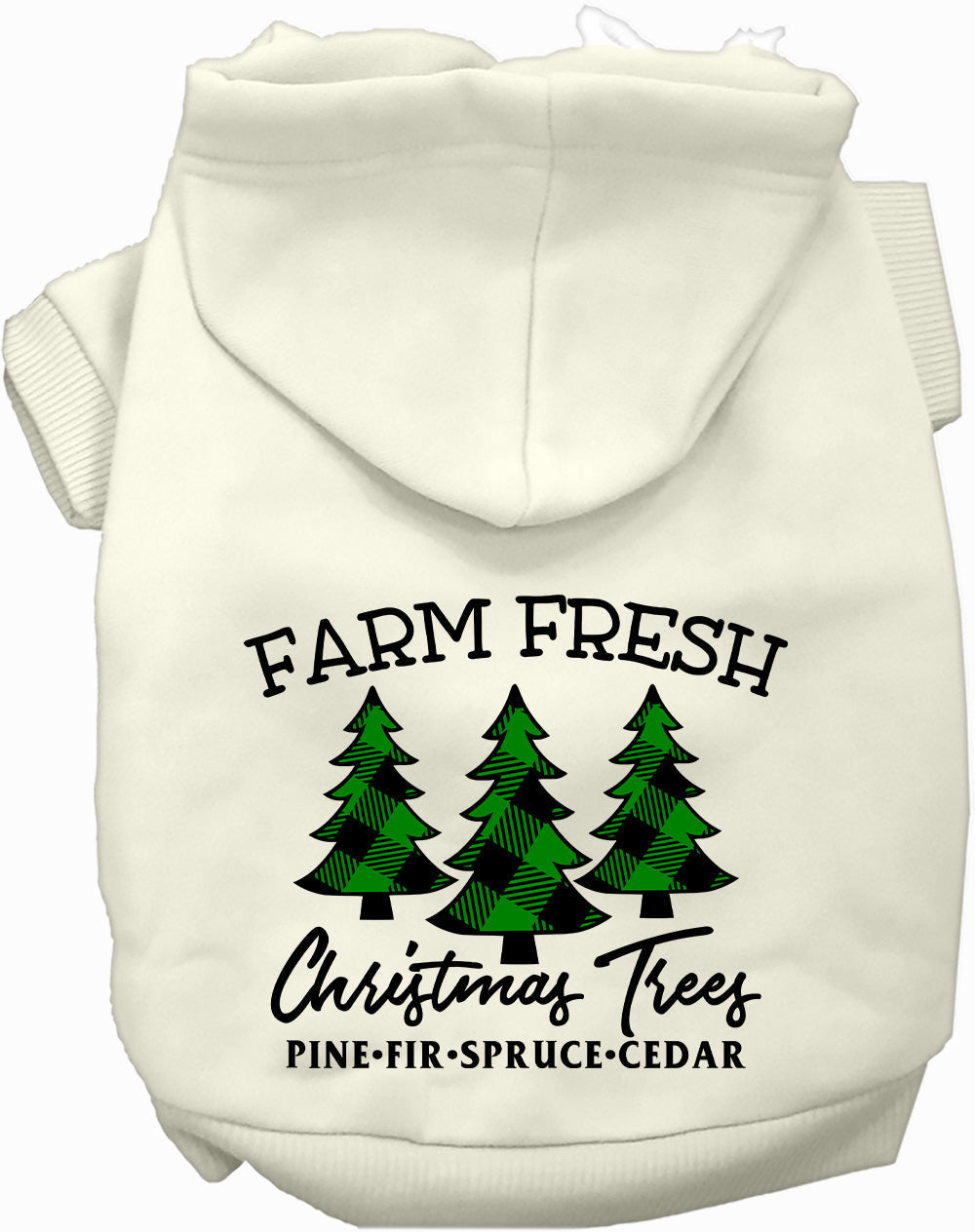 White Farm Fresh Christmas Trees pet hoodie