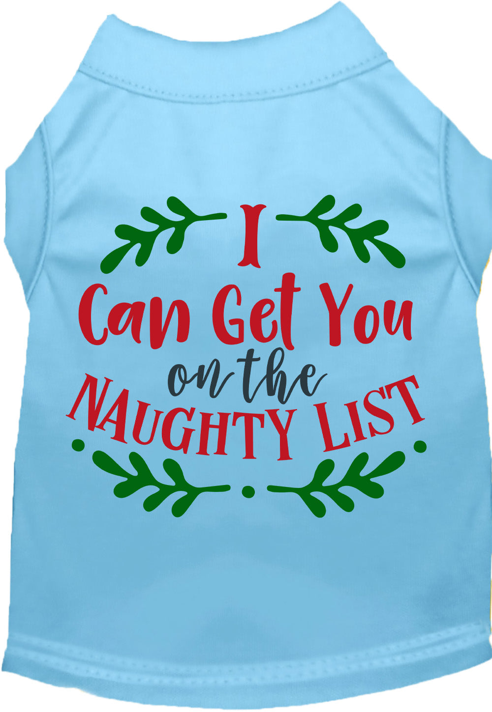 Blue Christmas pet shirt with naughty list design