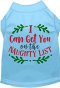 Blue Christmas pet shirt with naughty list design