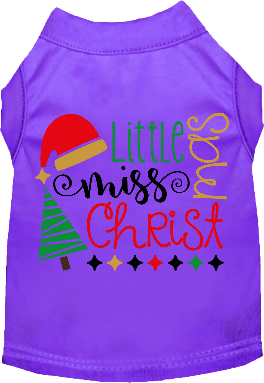 Purple Little Miss Christmas pet shirt with festive design