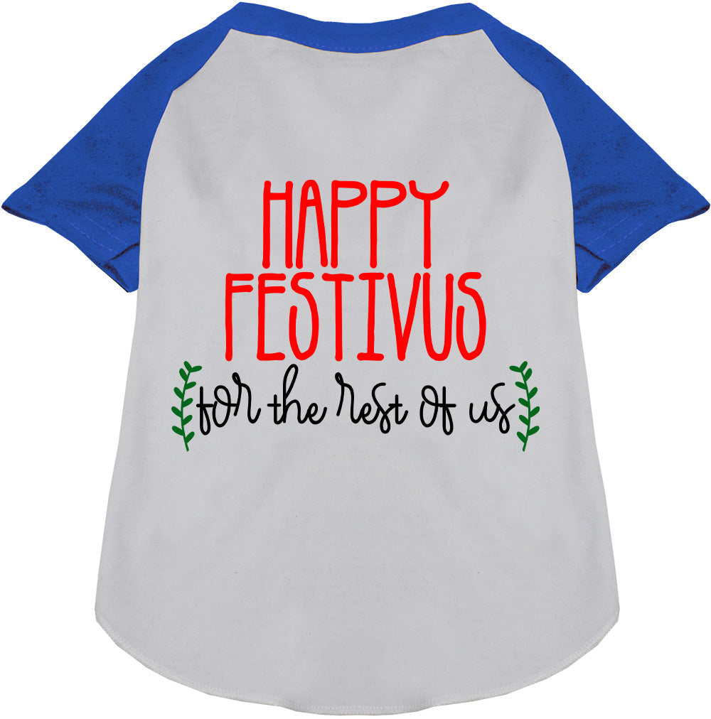 Blue Happy Festivus Pet Raglan Shirt