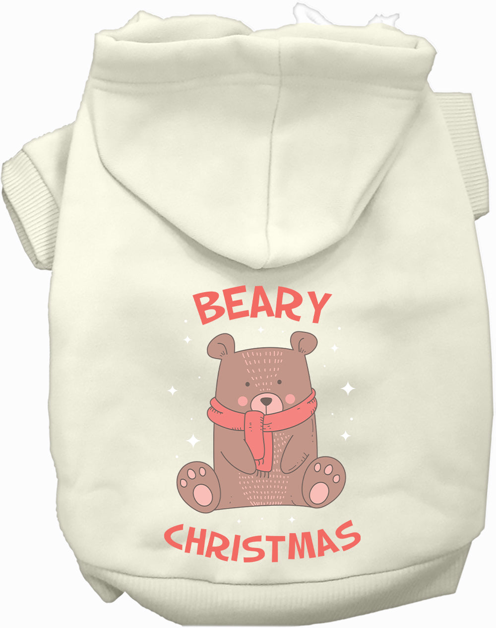 White Beary Christmas pet hoodie with bear design
